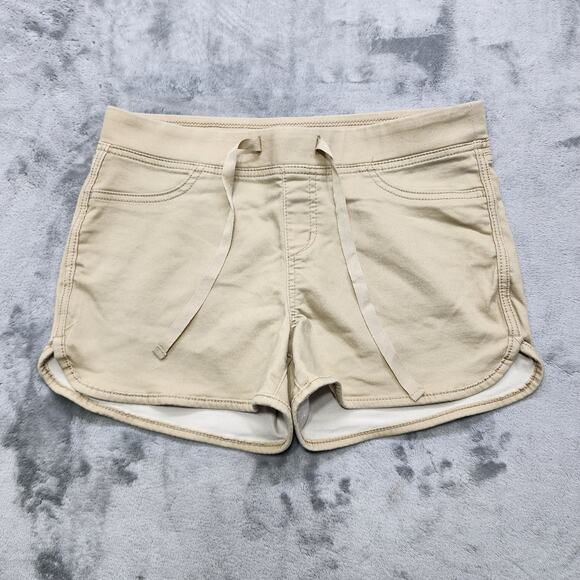 No Boundaries Shorts Womens L Tan Dorm Shorts Soft Knit Mid Rise Drawstring - Picture 1 of 12